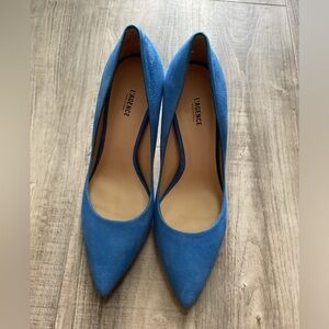 L'AGENCE Women's Size 39.5 Provence Blue Suede High Heeled Pumps Pointed